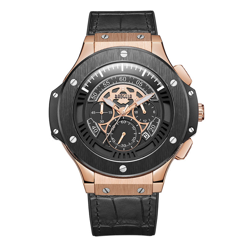 Baogela Hommes Montres Hommes Horloge de Luxe Marque Quartz Sport Montre Rose Chronographe mód Montre-Bracelet Pour Hommes1910